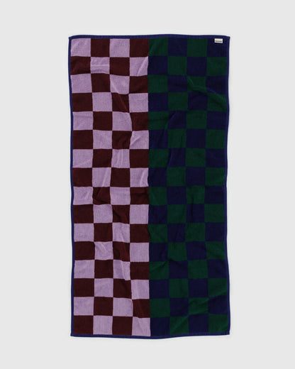 Printed Bath Towel in Jewel Checks