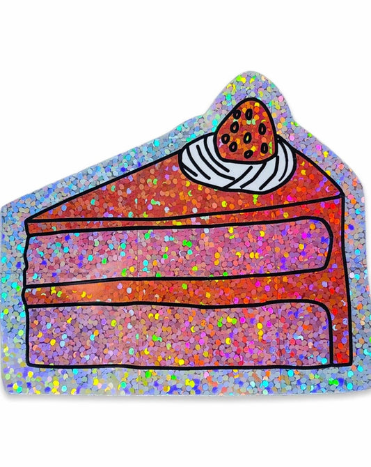 Glitter Cake Slice Sticker