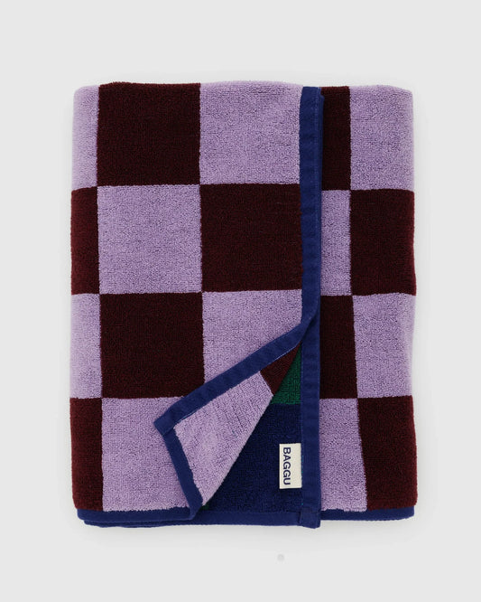 Printed Bath Towel in Jewel Checks