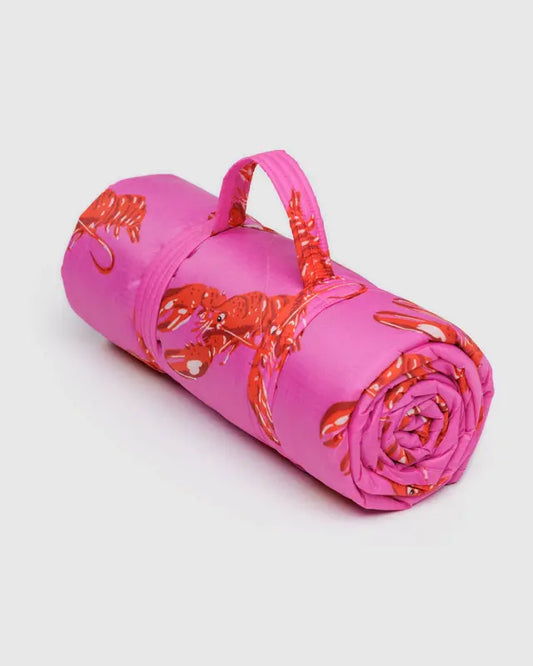 Puffy Picnic Blanket in Pink Lobster