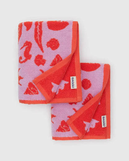 Hand Towels Set of 2 in Sea Shells